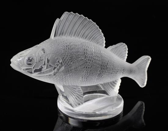 Perche Poisson/Perch. A glass mascot by René Lalique, introduced on 20/4/1929, No.1158 Height 10cm.